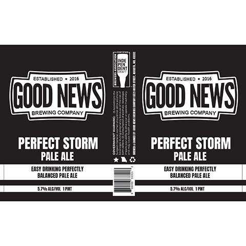Good News Perfect Storm Pale Ale by Good News Brewing Company, beer label