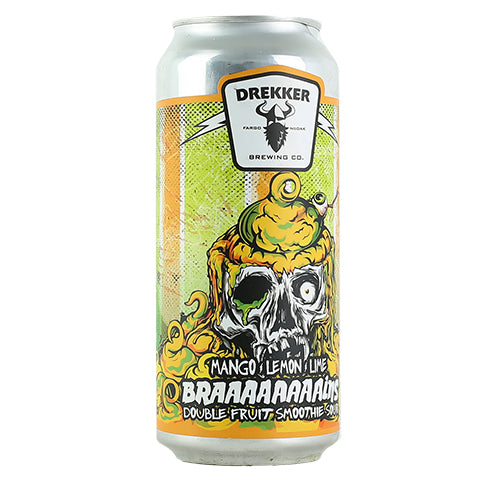 Drekker Mango, Lemon, Lime, Braaaaaaaains Double Fruit Smoothie Sour by Drekker Brewing Company, beer label
