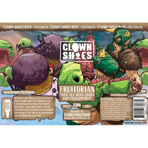 Clown Shoes Fruitorian Sour Ale (Guava and Passionfruit) by Clown Shoes, beer label