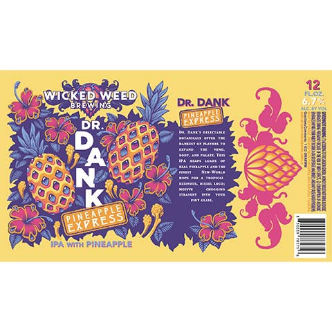 Wicked Weed Pineapple Express IPA by Wicked Weed Brewing, beer label
