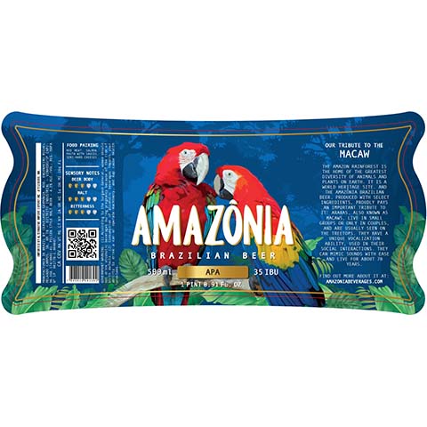 Amazonia Brazilian Beer APA by Alternative Import Export Inc., beer label