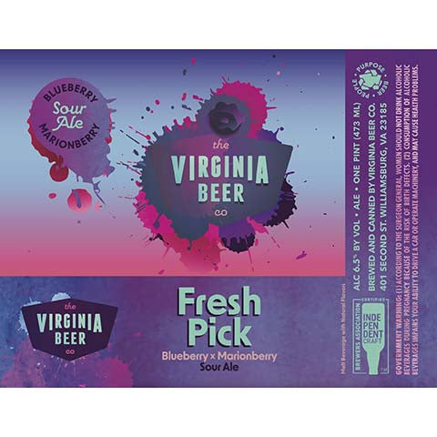 The Virginia Beer Fresh Pick Sour Ale by The Virginia Beer Company, beer label