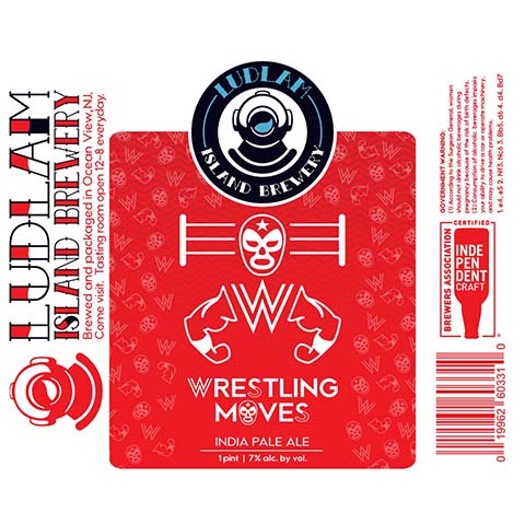Ludlam Wrestling Moves IPA by Ludlam Island Brewery, beer label