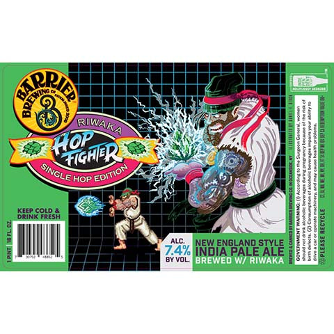 Barrier Hop Fighter New England IPA by Barrier Brewing Co, beer label