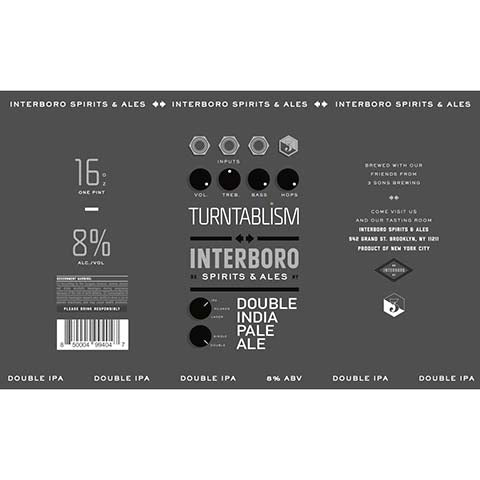 Interboro Turntablism DIPA by Interboro Spirits And Ales, beer label