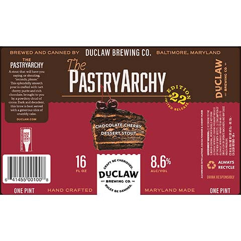 Duclaw Chocolate Cherry Dessert Stout by DuClaw Brewing Company, beer label