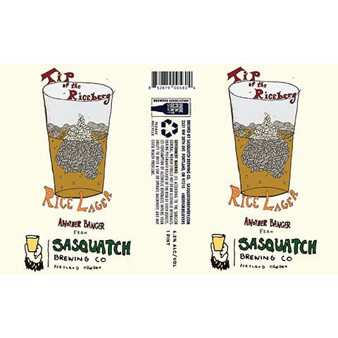 Sasquatch Tip of the Riceberg Rice Lager by Sasquatch Brewery, beer label