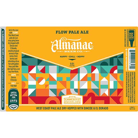 Almanac Flow Pale Ale by Almanac Beer Company, beer label