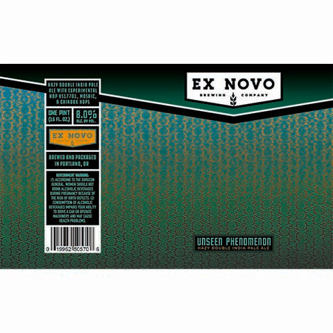 Ex Novo Unseen Phenomenon Hazy DIPA by Ex Novo Brewing Co, beer label