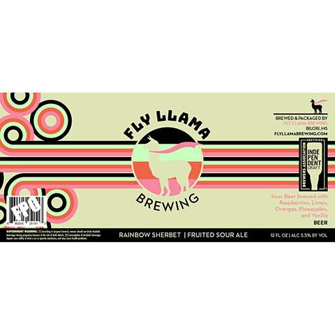 Fly Llama Rainbow Sherbet Sour Ale by Fly Llama Brewing, beer label