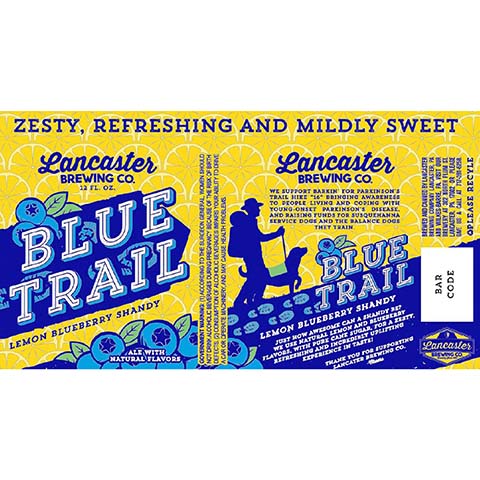Lancaster Blue Trail Shandy by Lancaster Brewing Co, beer label