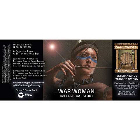 Dahlonega War Woman Imperial Oat Stout by The Dahlonega Brewery, beer label
