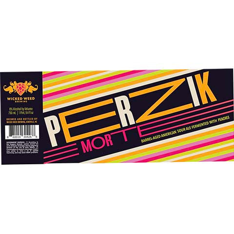 Wicked Weed Perzik Morte Sour by Wicked Weed Brewing, beer label