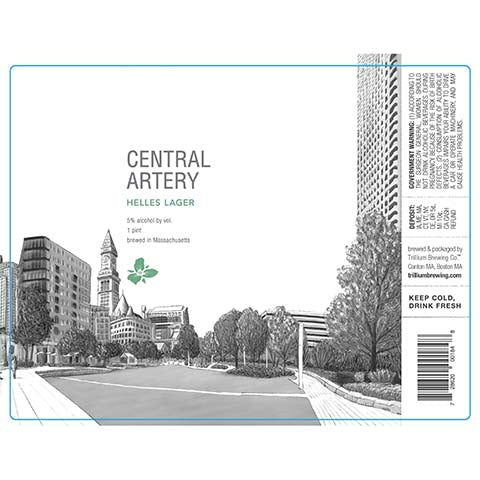 Trillium Central Artery Helles Lager by Trillium Brewing, beer label