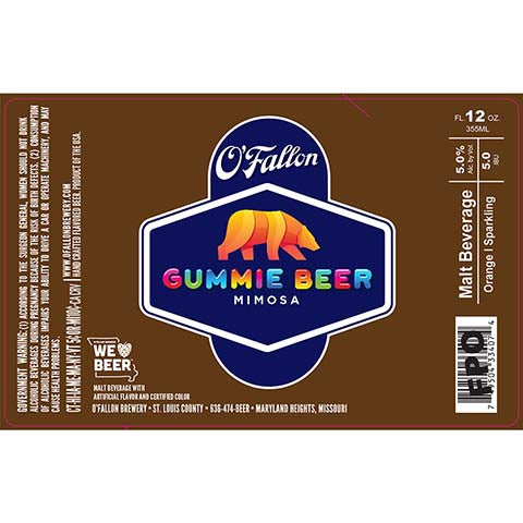 O'Fallon Gummie Beer (Mimosa) by O'Fallon Brewery, beer label
