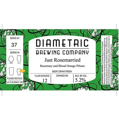 Diametric Just Rosemarried Pilsner by Diametric Brewing Company, beer label