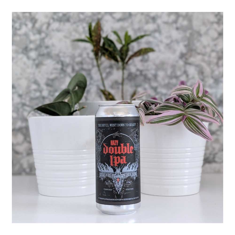 The Devil Went Down to Geary Hazy Double IPA by Blood Brothers Brewing, beer label