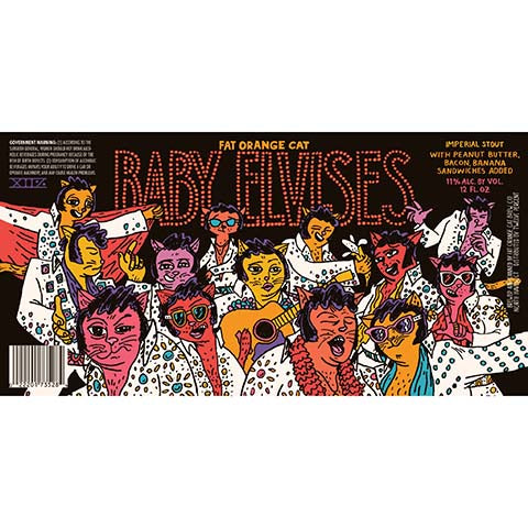 Fat Orange Cat Baby Elvises Imperial Stout by Fat Orange Cat Brew Co, beer label