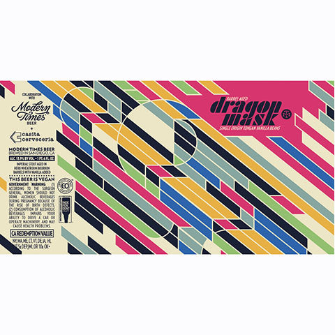 Modern Times Barrel-Aged Dragon Mask Single Origin Tongan Vanilla Beans Imperial Stout by Modern Times Beer, beer label