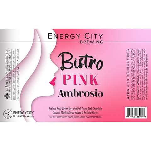 Energy City Bistro Pink Ambrosia Berliner Weisse Beer by Energy City Brewing, beer label
