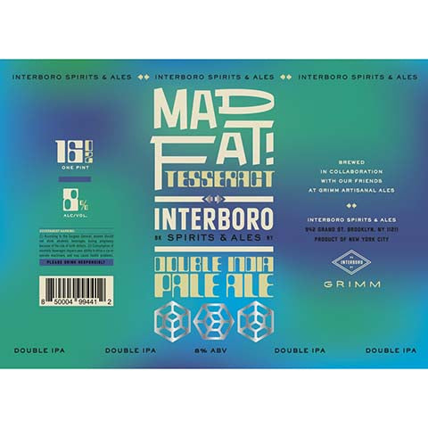 Interboro Mad Fat Tesseract DIPA by Interboro Spirits And Ales, beer label