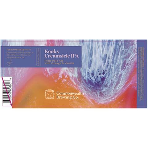 Commonwealth Kooks Creamsicle IPA by Commonhouse Aleworks, beer label