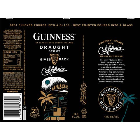 Guinness Draught California by Guinness, beer label