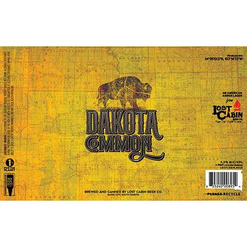 Lost Cabin Dakota Common Amber Lager by Lost Cabin Beer Co., beer label