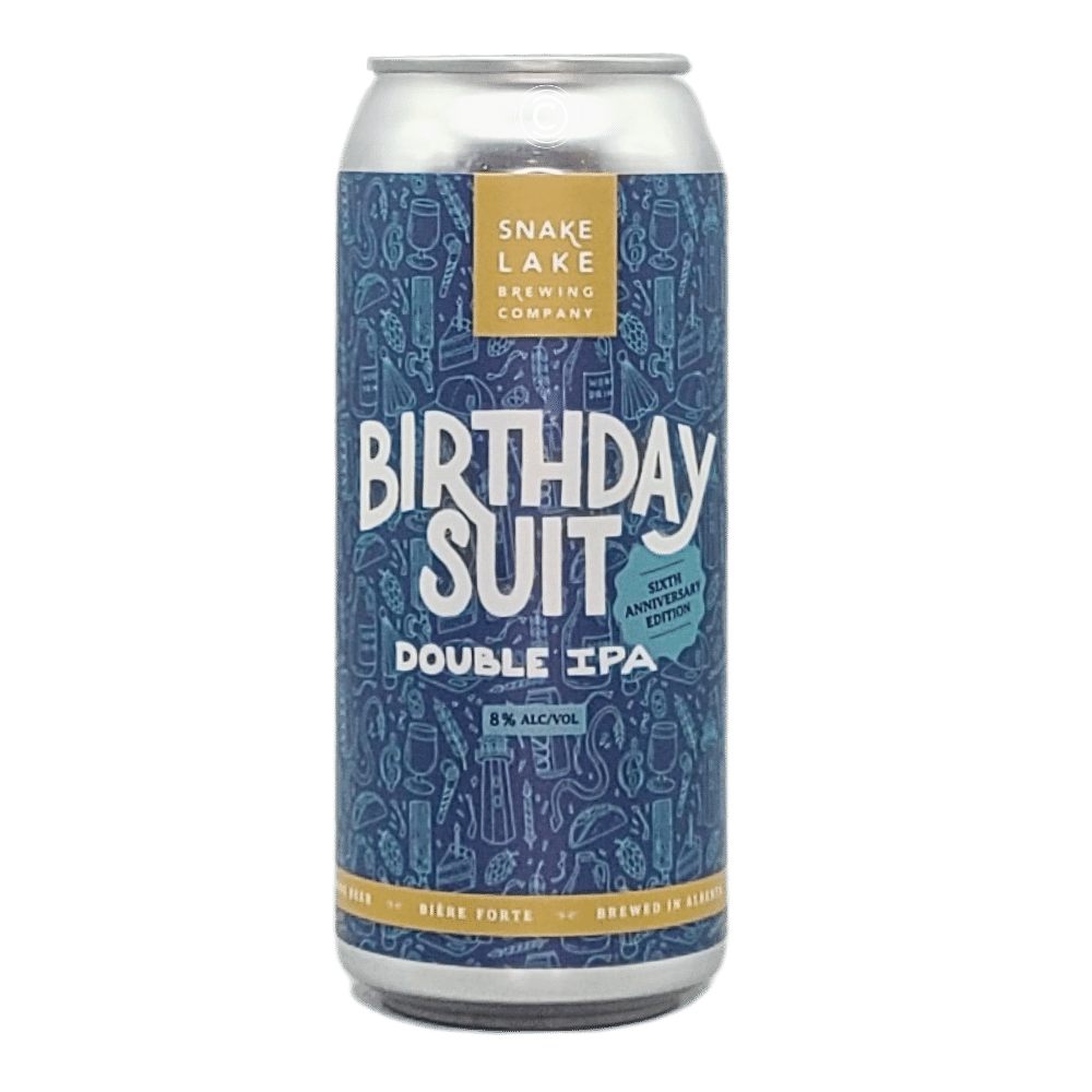 Birthday Suit Double IPA Sixth Anniversary Edition by Snake Lake Brewing Company, beer label