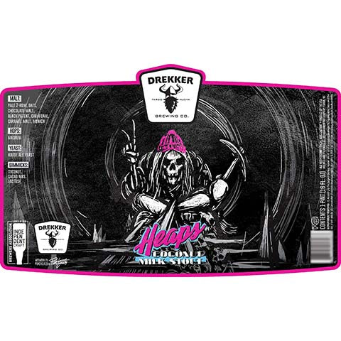 Drekker Heaps Coconut Milk Stout by Drekker Brewing Company, beer label