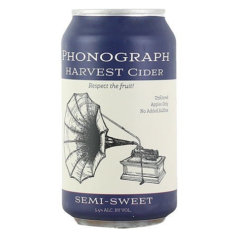Phonograph (South Hill Blue Can) Semi- Sweet Harvest Cider by South Hill Cider, beer label