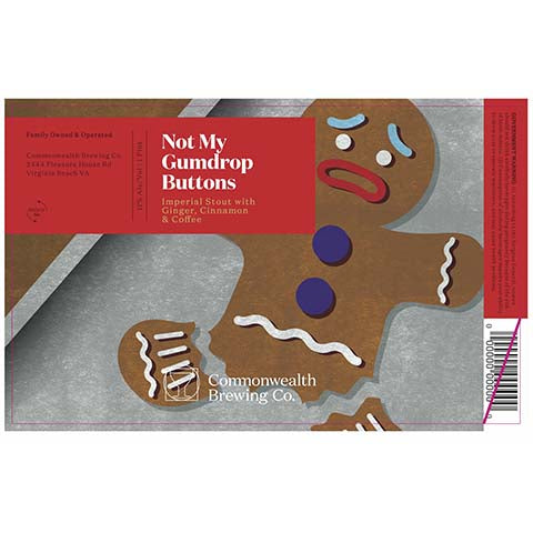 Commonwealth Not My Gumdrop Buttons Imperial Stout by Commonwealth Brewing Co., beer label