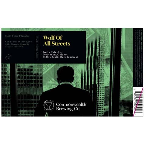 Commonwealth Wolf Of Streets IPA by Commonwealth Brewing Co., beer label
