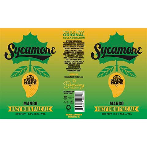 Sycamore Mango Hazy IPA by Sycamore Brewing, beer label