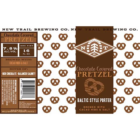New Trail Chocolate Covered Pretzel by New Trail Brewing Company, beer label