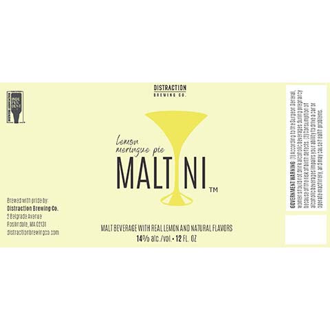 Distraction Lemon Meringue Pie Maltini by Distraction Brewing Co., beer label