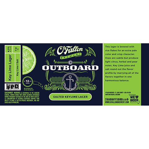 O'Fallon Outboard Salted Keylime Lager by O'Fallon Brewery, beer label