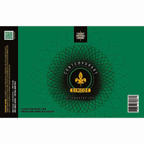 Levante Contemporary Simcoe Bi-Coastal IPA by Levante Brewing Company, beer label