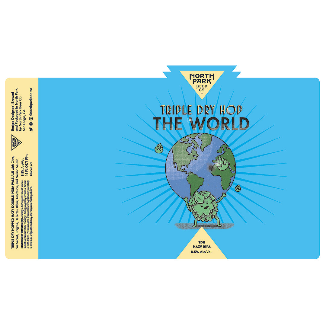 North Park Triple Dry Hop The World Hazy DIPA by North Park Beer Co., beer label