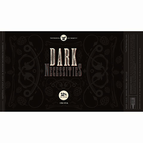 Dark Necessities Imperial Stout Aged in Booker Bourbon Barrels by Ten7 Brewing Co, beer label