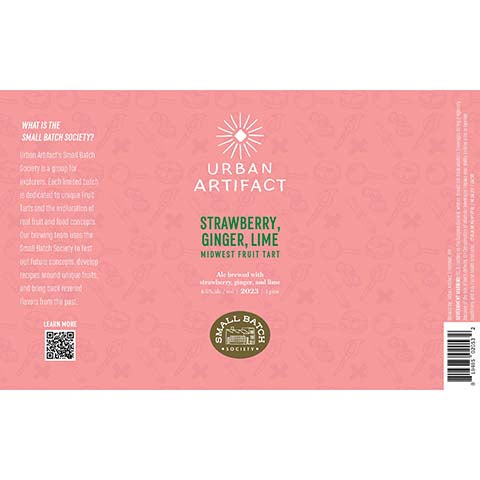 Urban Artifact Strawberry, Ginger, Lime Fruit Tart Ale by Urban Artifact, beer label