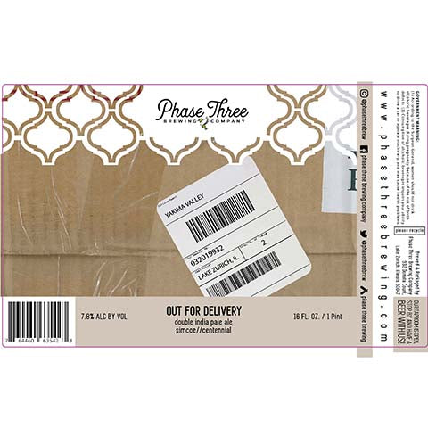 Phase Three Out For Delivery DIPA by Phase Three Brewing Company, beer label