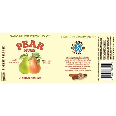 Saugatuck Pear Hugs Pear Ale by The Saugatuck Brewing Company, beer label