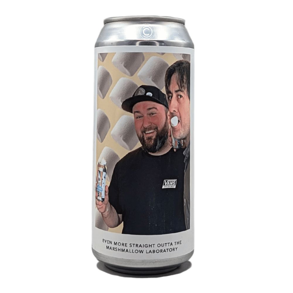 x Equilibrium Brewery EVEN MORE STRAIGHT OUTTA THE MARSHMALLOW LABORATORY Hazy Triple IPA by Evil Twin Brewing NYC, beer label