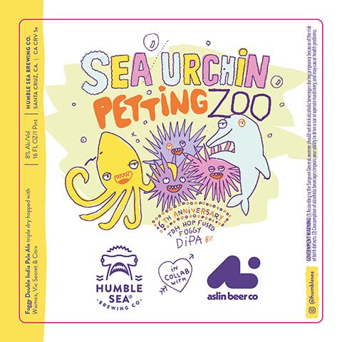 Humble Sea Sea Urchin Petting Zoo Foggy DIPA by Humble Sea Brewing Co, beer label