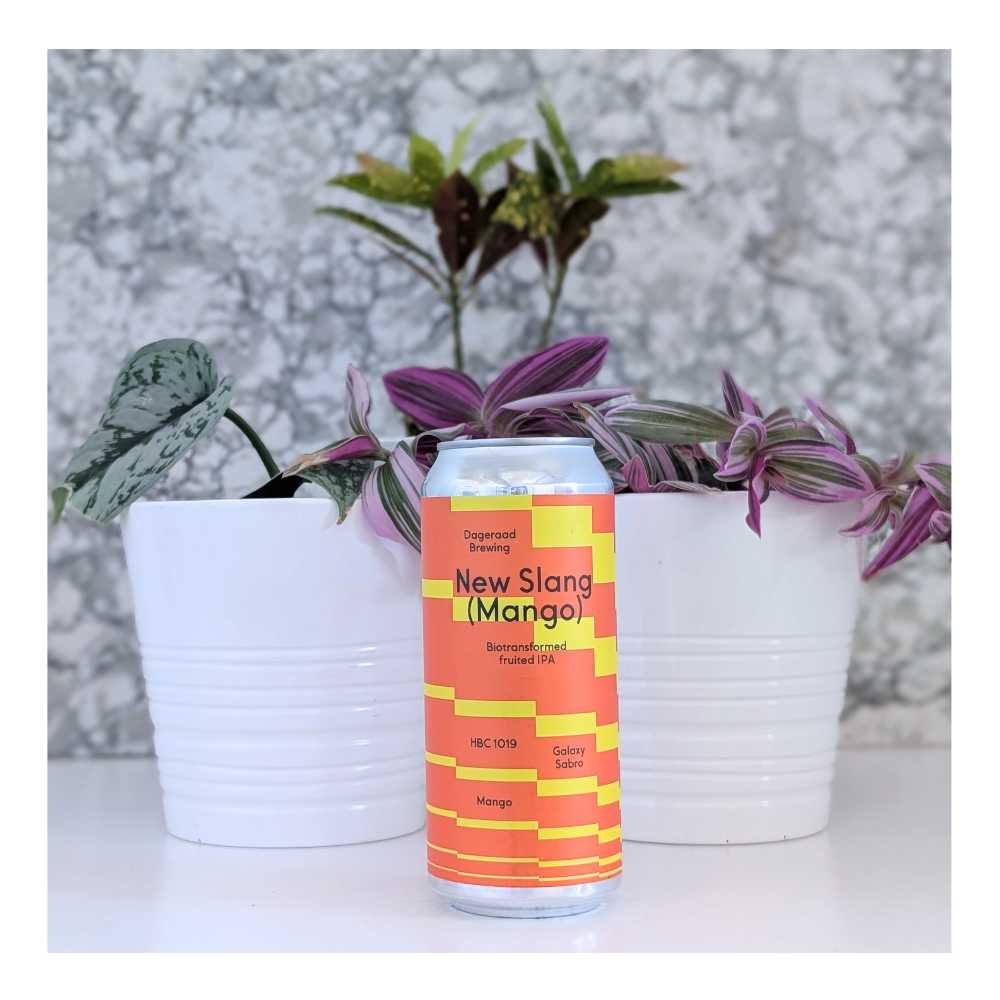 New Slang (Mango) Biotransformed Fruited IPA by Dageraad Brewing, beer label