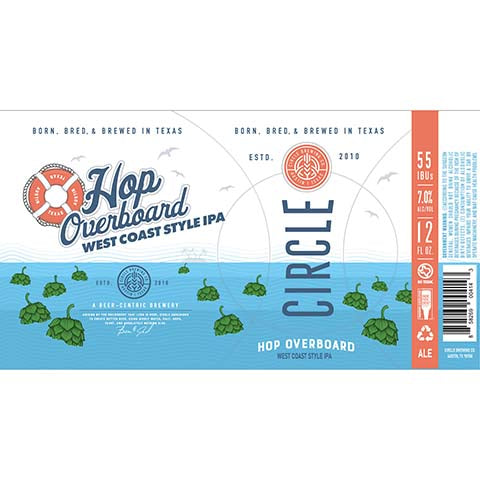 Hop Overboard West Coast Style IPA by Circle Brewing Company, beer label