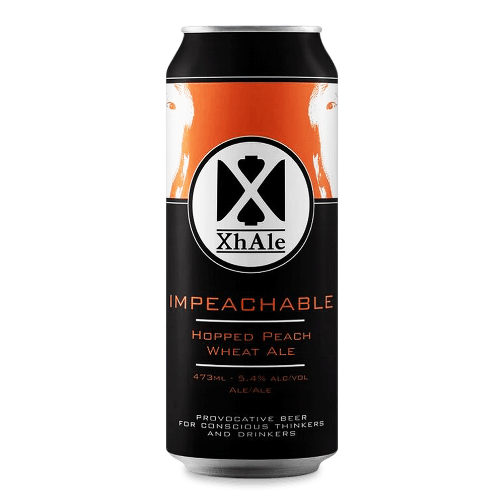 Brew Co. Impeachable Peach Hopped Wheat Ale by XhAle Brewing, beer label