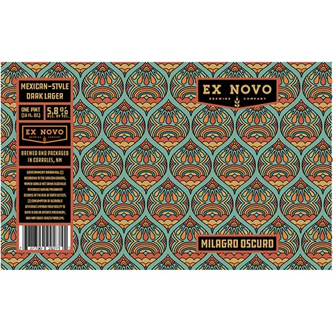 Ex Novo Milagro Oscuro Mexican Dark Lager by Ex Novo Brewing Co, beer label