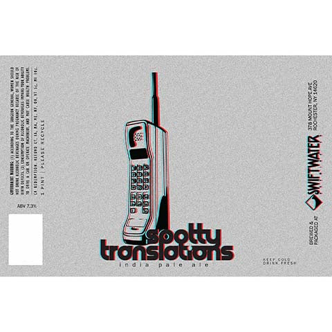 Swift Water Spotty Translations India Pale Ale by Swift Water Brewing Co, beer label